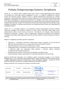 polityka zintegrowanego systemu zarzadzania - Naftor Sp. z o.o.